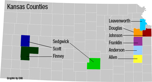 Блог о машиностроении и технике | Kansas Advances $442M in Highway Projects Under 10-Year IKE Program Kansas-County-Map