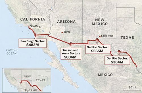 Блог о машиностроении и технике | Border Wall Contractor Says $2B Federal Award Package Sets Stage for 2026 Construction AIS---Map