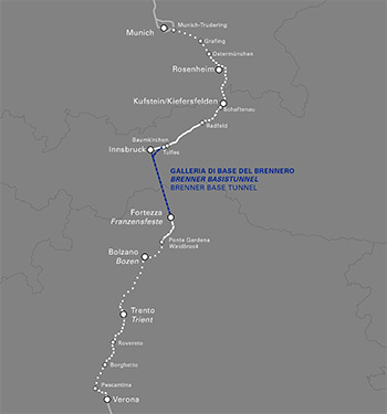 Блог о машиностроении и технике | $11.5B Brenner Base Tunnel Nears End of TBM Excavation Geography-Map